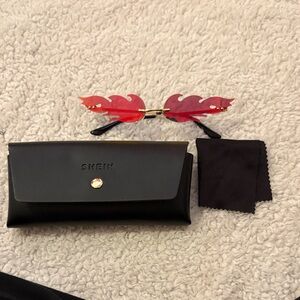 SHEIN Red Flame Sunglasses with Black Case